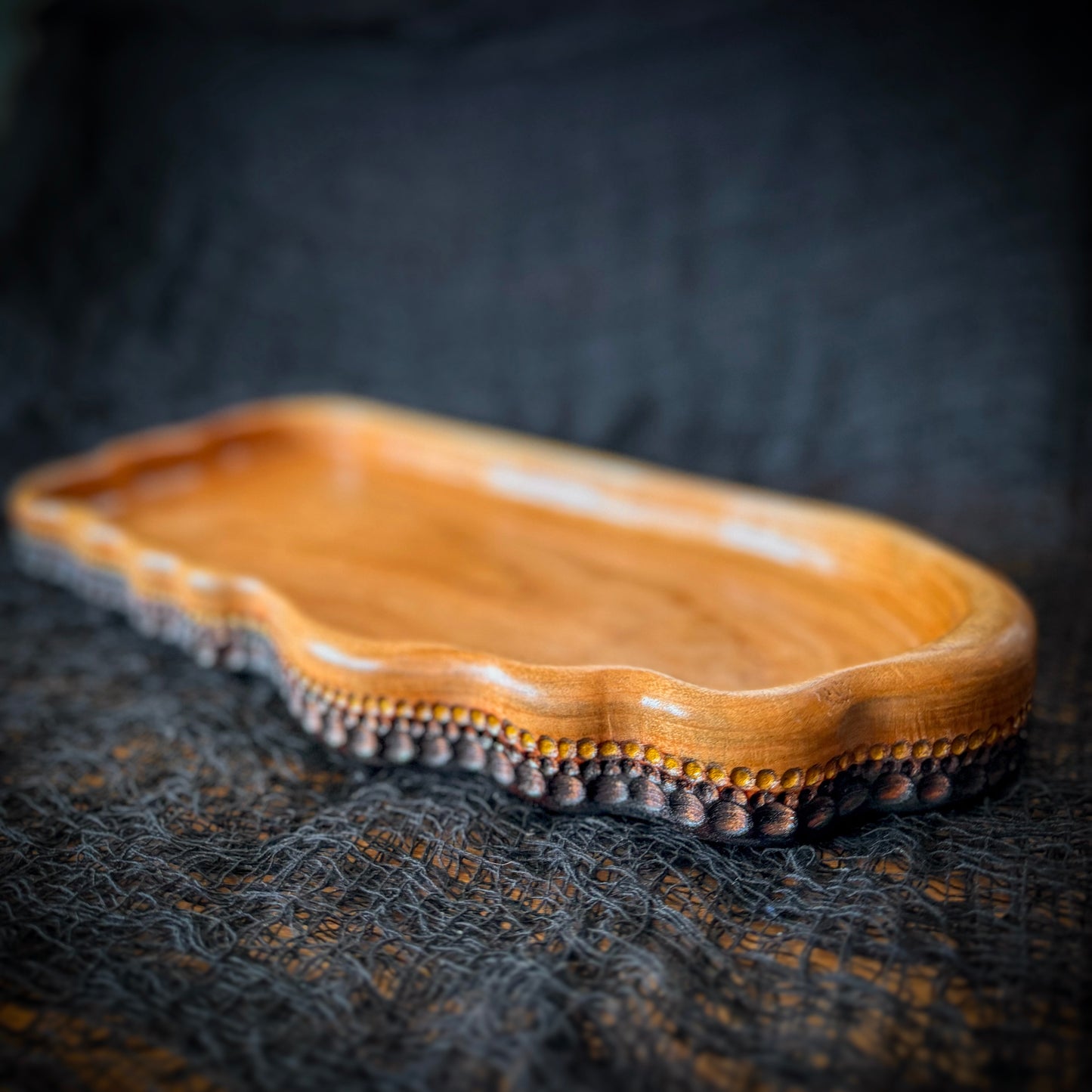 Handmade Serving Tray | Gilded Current No. 01 — Cherry Wood Serving Tray | Remy's Studio