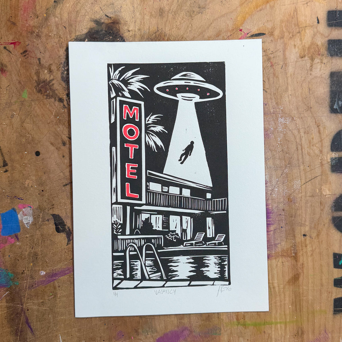 Vacancy. – Hand-Pulled Linocut Print | Past Closing