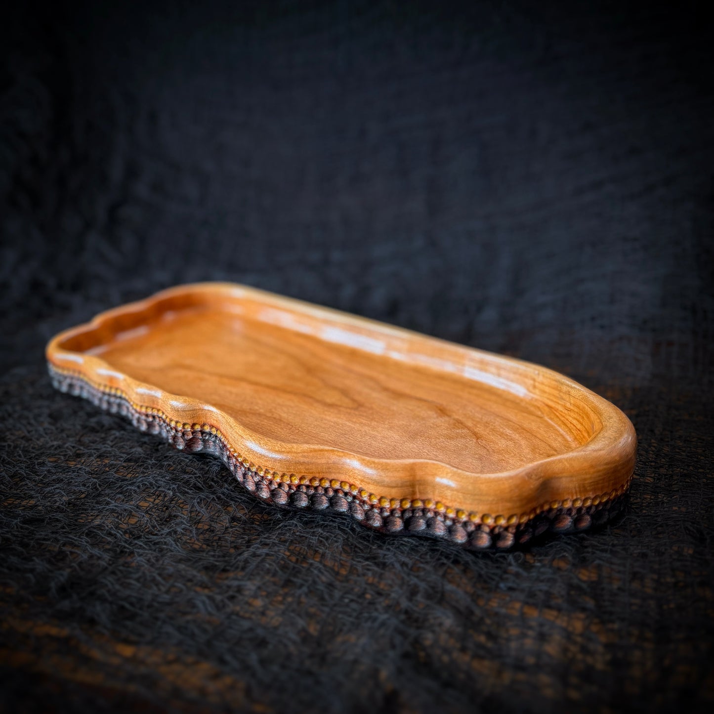 Handmade Serving Tray | Gilded Current No. 01 — Cherry Wood Serving Tray | Remy's Studio