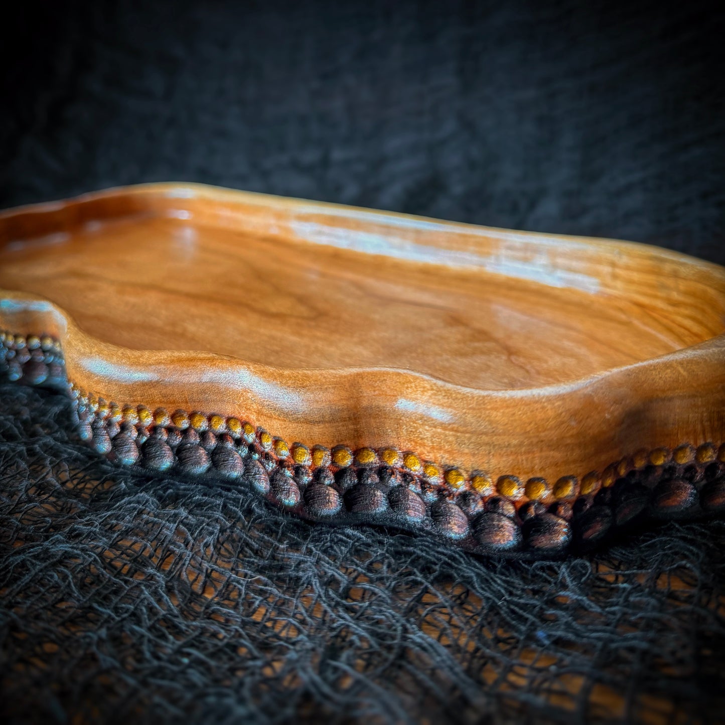 Handmade Serving Tray | Gilded Current No. 01 — Cherry Wood Serving Tray | Remy's Studio