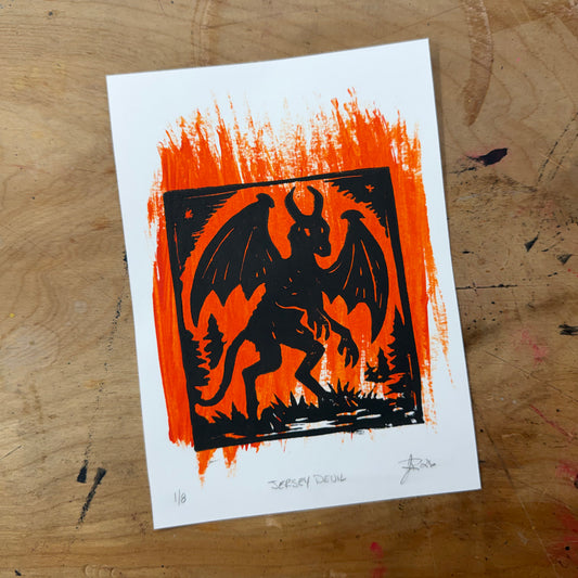 Jersey Devil — Hand-Pulled Linocut Print