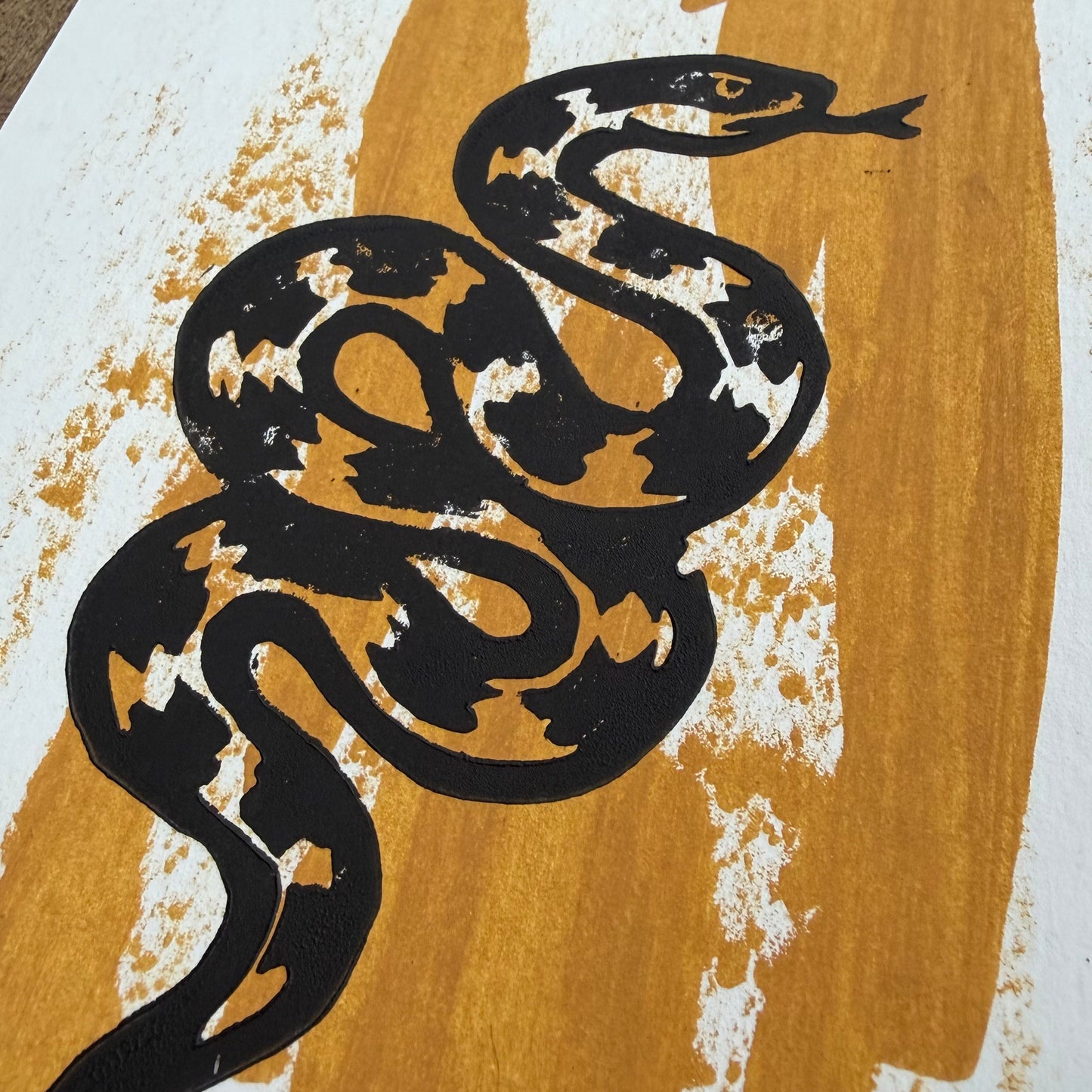 Northern Pine Snake — Hand-Pulled Linocut Print