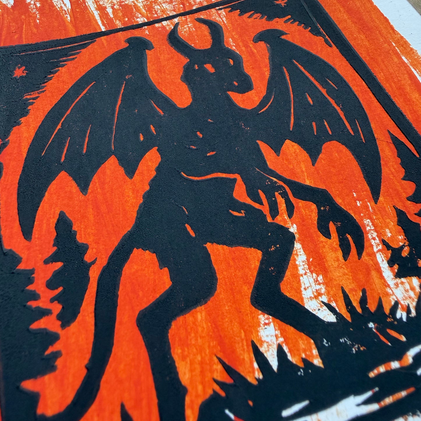 Jersey Devil — Hand-Pulled Linocut Print