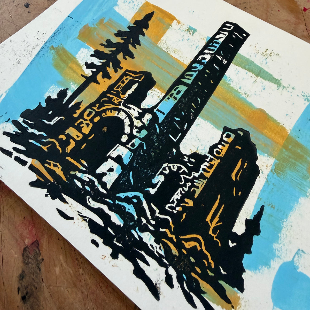 Weymouth Furnace — Hand-Pulled Linocut Print