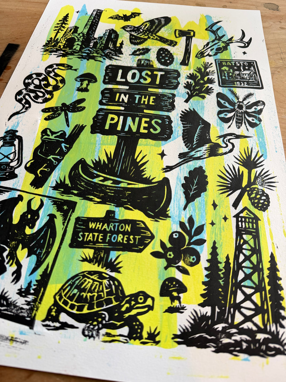 Lost in the Pines: The Complete Collection — 12×18 Hand-Pulled Block Print