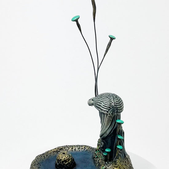Silver-bronze bird incense holder spinning